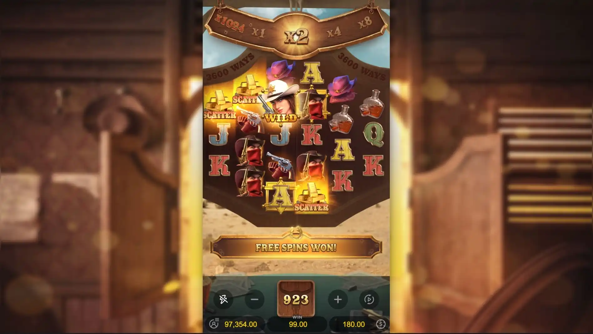 Gold bar Scatter symbols landing across the reels to trigger Free Spins